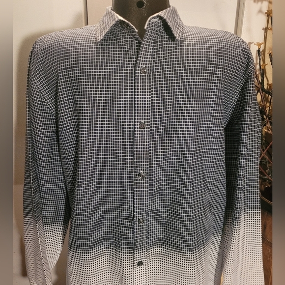 Stockhomme Blue And White Square Check Patterned Shirt L - Picture 2 of 4